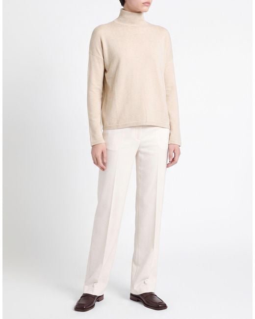 Gentry Portofino White Turtleneck Virgin Wool, Cashmere