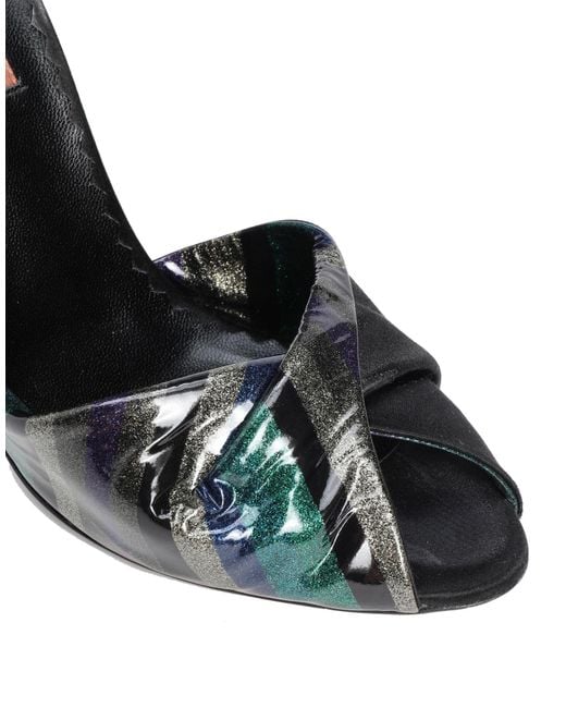 Missoni Blue Sandals Leather, Textile Fibers
