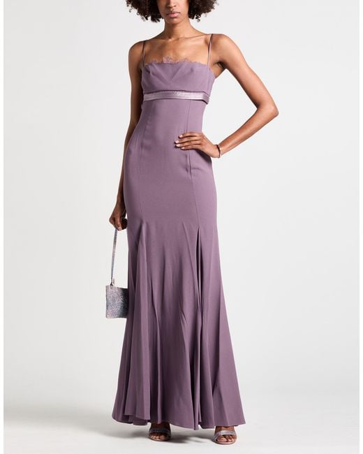 Elisabetta Franchi Purple Maxi Dress Acetate, Viscose