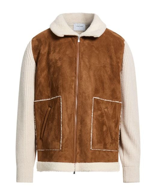 Gran Sasso Brown Tan Jacket Virgin Wool, Polyester for men