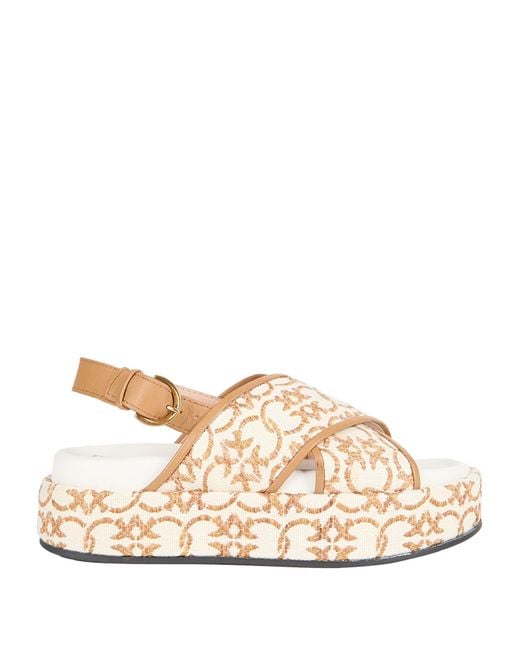 Pinko Natural Ivory Sandals Textile Fibers
