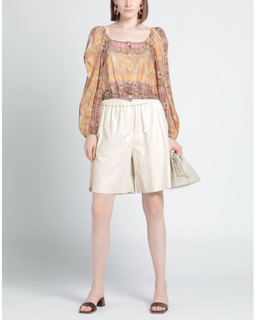 Sandro Pink Cropped Printed Linen-blend Shirt