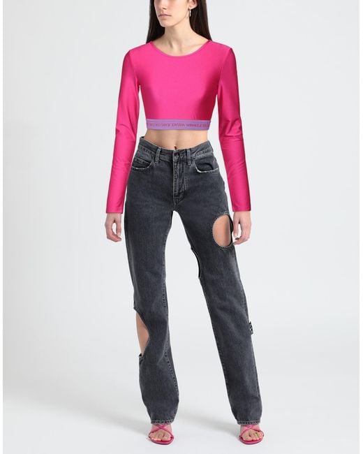 Versace Jeans Couture Pink Fuchsia Top Polyamide, Elastane