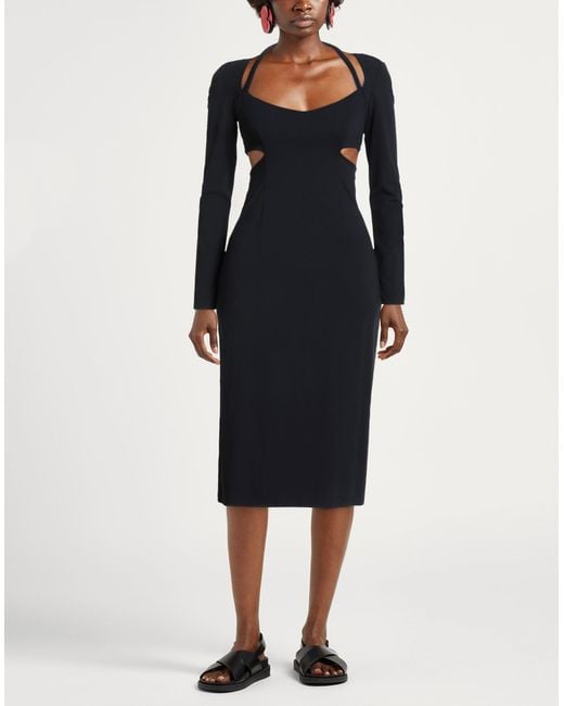 Patrizia Pepe Black Midi Dress Polyamide, Elastane