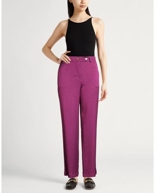 Alysi Purple Chocolat Mauve Pants Viscose, Cotton, Elastane