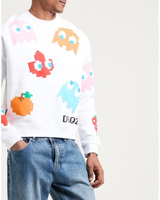 DSquared² White Pac- X Sweatshirt Cotton, Elastane for men