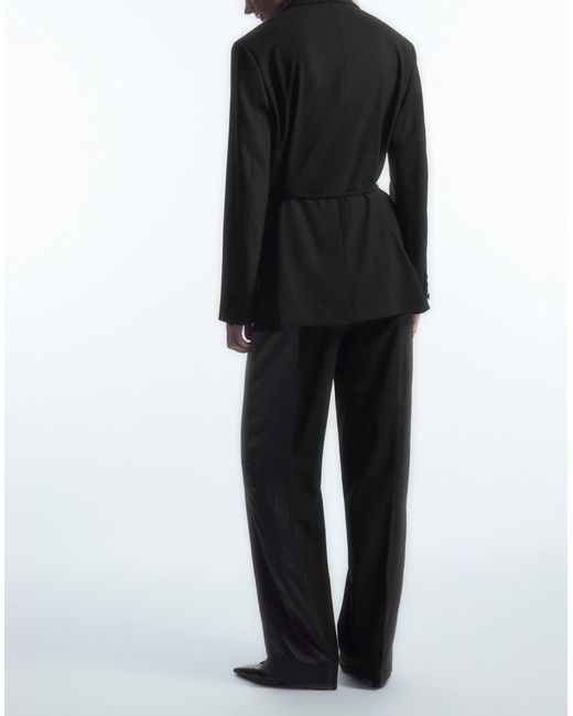 COS Black Belted Satin-lapel Tuxedo Blazer