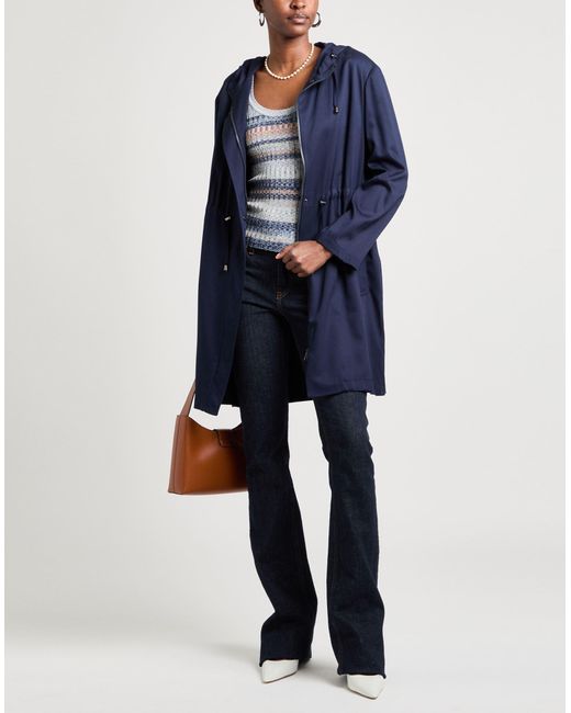 Cinzia Rocca Blue Overcoat & Trench Coat Viscose, Elastane