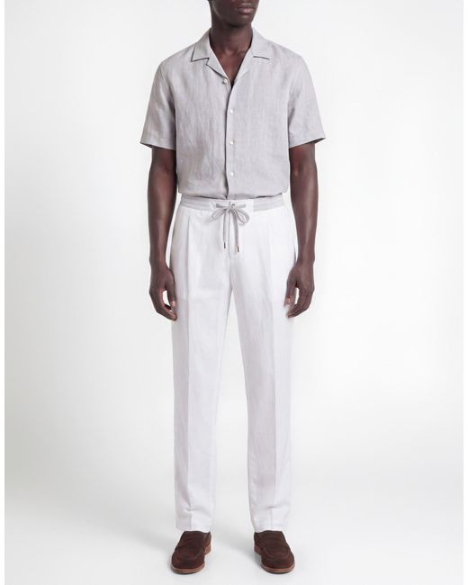PT Torino Gray Pants Lyocell, Linen, Cotton for men