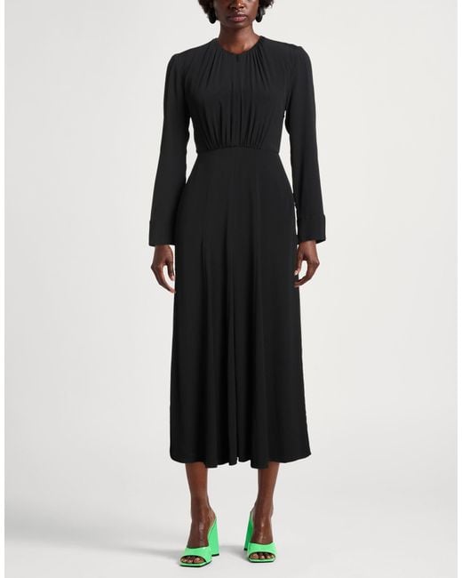 Pinko Black Midi Dress Acetate, Silk