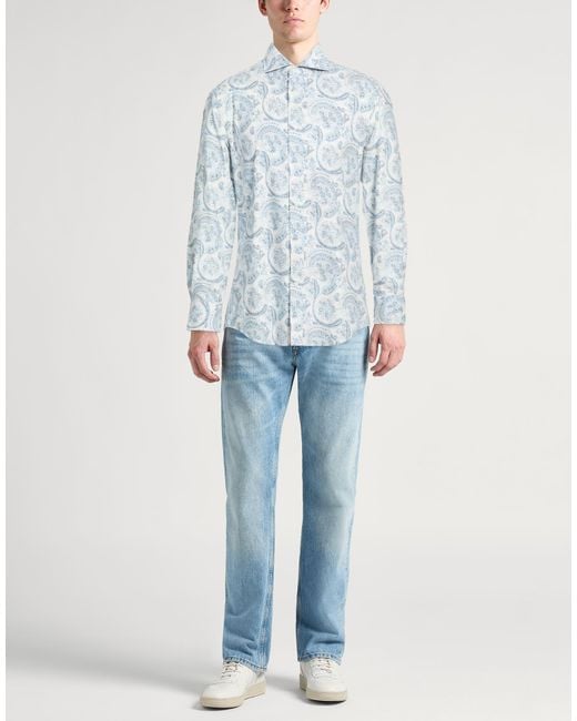 Brunello Cucinelli Blue Shirt Cotton for men