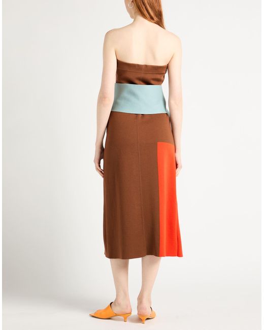 Fendi Brown Midi Dress Wool, Polyamide, Elastane