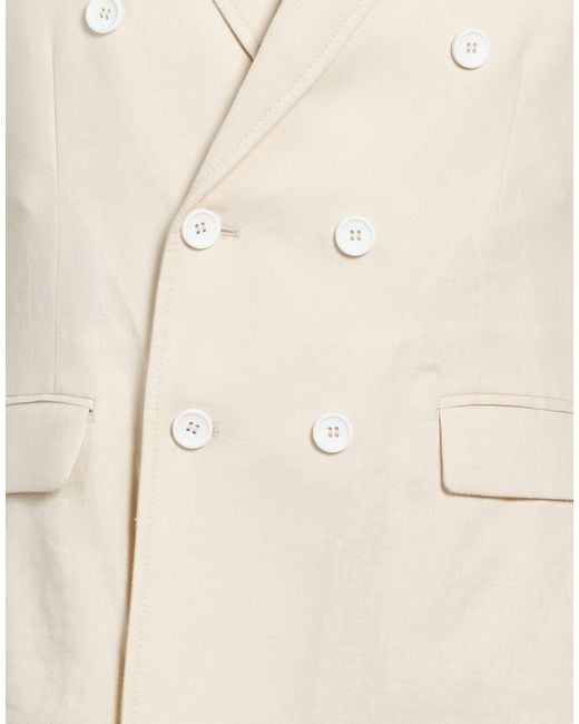 Daniele Alessandrini White Ivory Blazer Linen, Viscose for men
