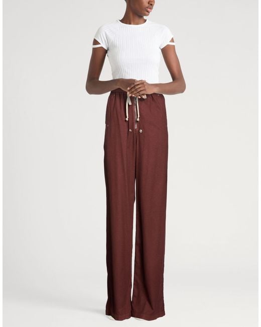 Rick Owens Red Pants Cotton