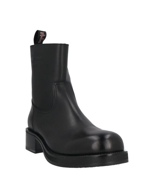 Acne Black Calf Leather Zipper Ankle Boots for men
