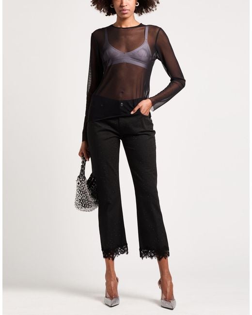 ERMANNO FIRENZE Black Pants Cotton, Elastane