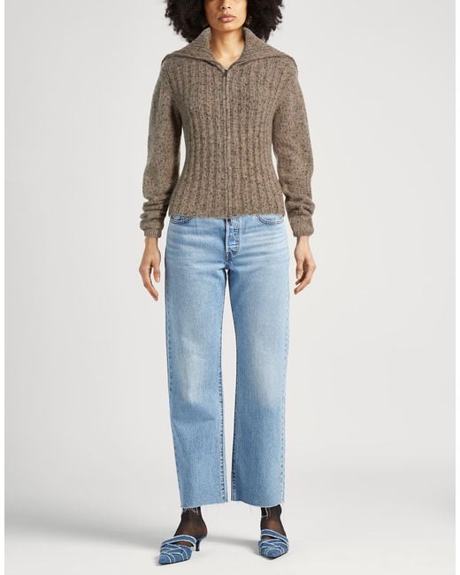 Ganni Brown Light Cardigan Alpaca Wool, Organic Cotton, Recycled Polyamide, Polyamide, Elastane