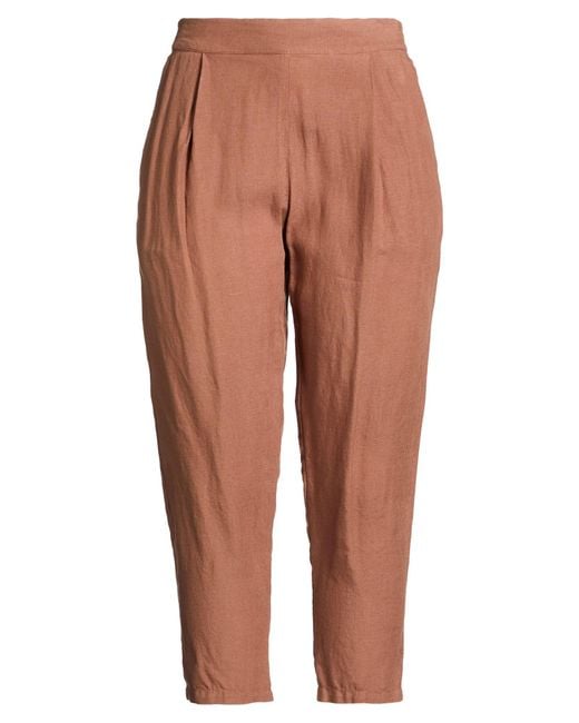 120% Lino Brown Pants Linen