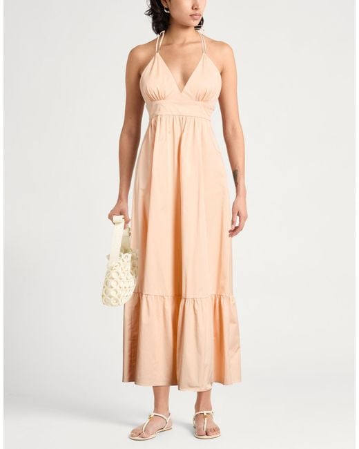 Eleventy Orange Maxi Dress Cotton, Elastane