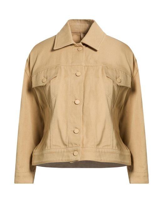 Marella Natural Monochrome Camel Denim Outerwear Cotton, Linen