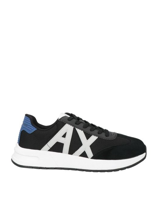 ARMANI EXCHANGE Black Sneakers Polyester, Polyurethane, Cow Leather for men
