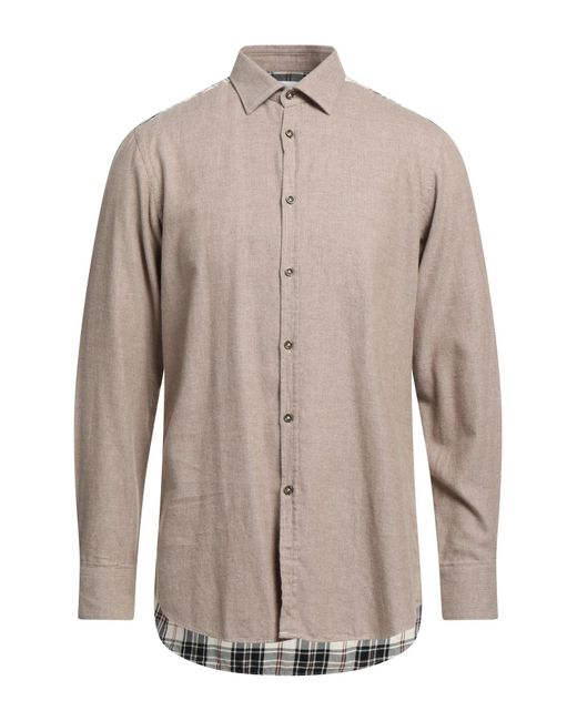 Aglini Natural Khaki Shirt Cotton for men