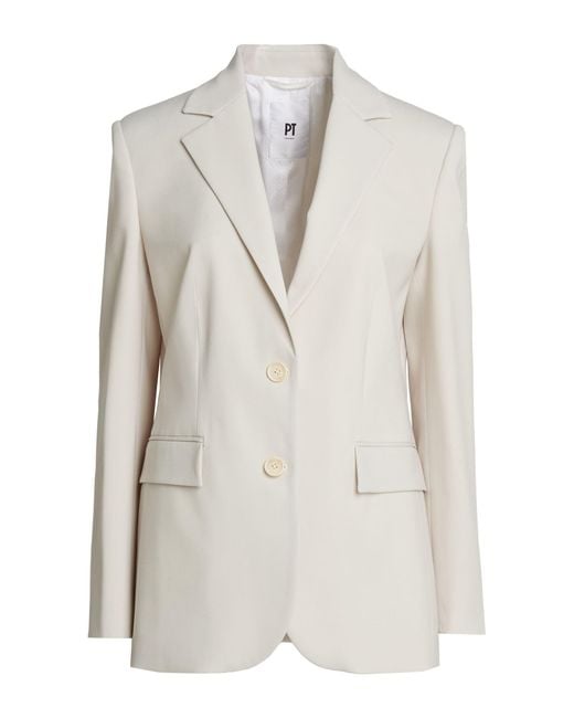 PT Torino White Cream Blazer Virgin Wool, Elastane
