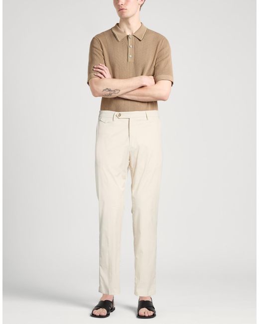 Paoloni Natural Sand Pants Cotton, Polyamide, Elastane for men