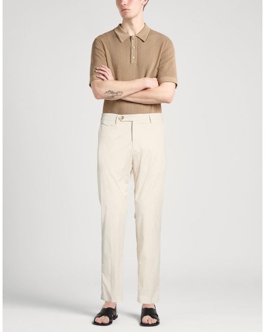 Paoloni Natural Sand Pants Cotton, Polyamide, Elastane for men