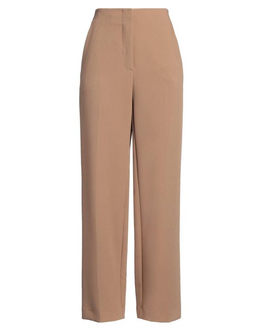 .., merci italia Natural Camel Pants Polyester, Viscose, Elastane
