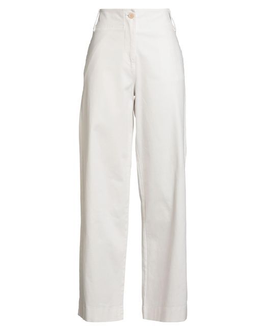 Alpha Studio White Pants Cotton, Elastane