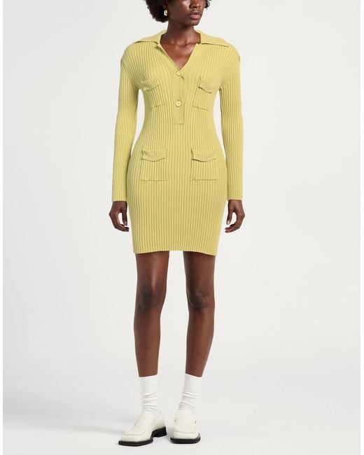 Semicouture Yellow Mini Dress Viscose, Elastane