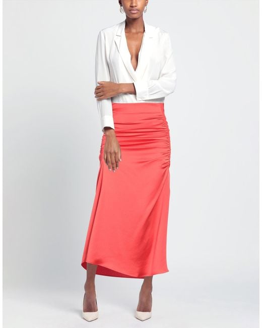 MSGM Red Midi Skirt Polyester