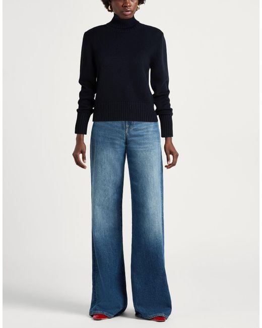 Alpha Studio Blue Midnight Turtleneck Merino Wool