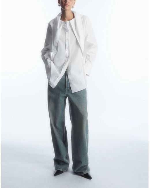COS White Tie-neck DAGGER-COLLAR Shirt