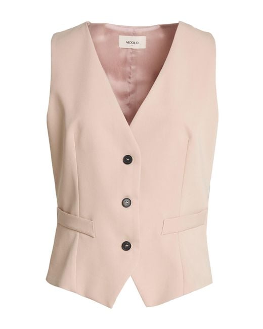 ViCOLO Pink Tailored Vest Polyester, Viscose, Elastane