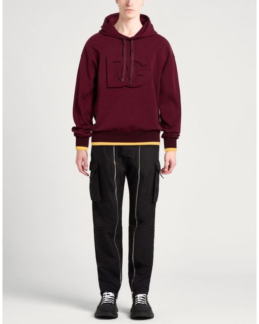 Dolce & Gabbana Red Burgundy Sweatshirt Cotton, Polyester for men