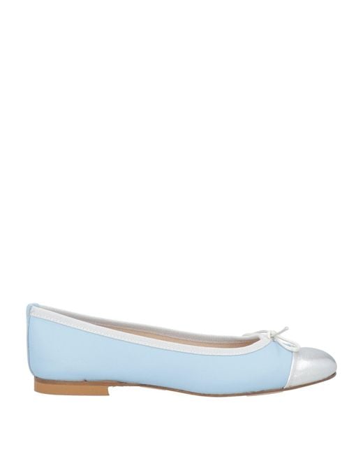 Divine Follie Blue Azure Ballet Flats Leather