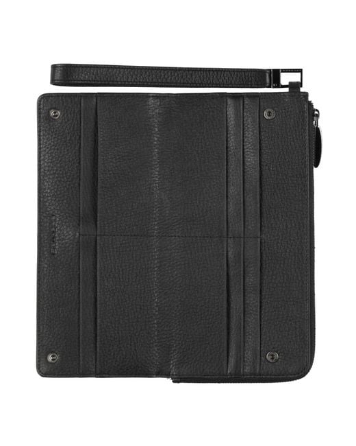 Piquadro Black Document Holder Leather, Metal