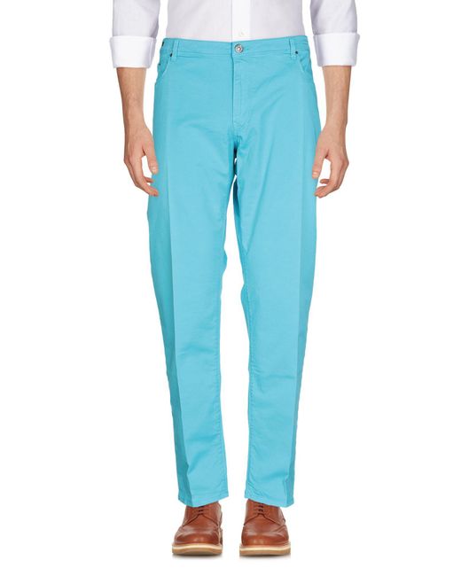 Pt05 Leather Casual Trouser in Turquoise (Blue) for Men - Lyst