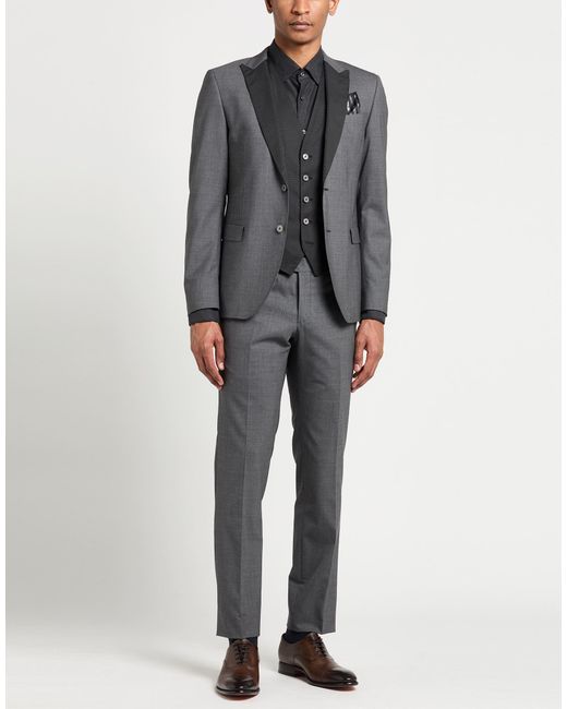 Manuel Ritz Gray Suit Virgin Wool, Elastane for men