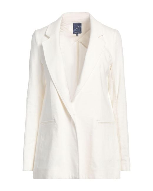 Jacob Cohen White Blazer Cotton, Linen, Elastane