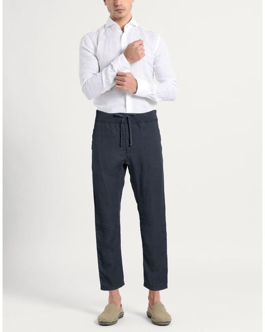 120% Lino Blue Pants for men