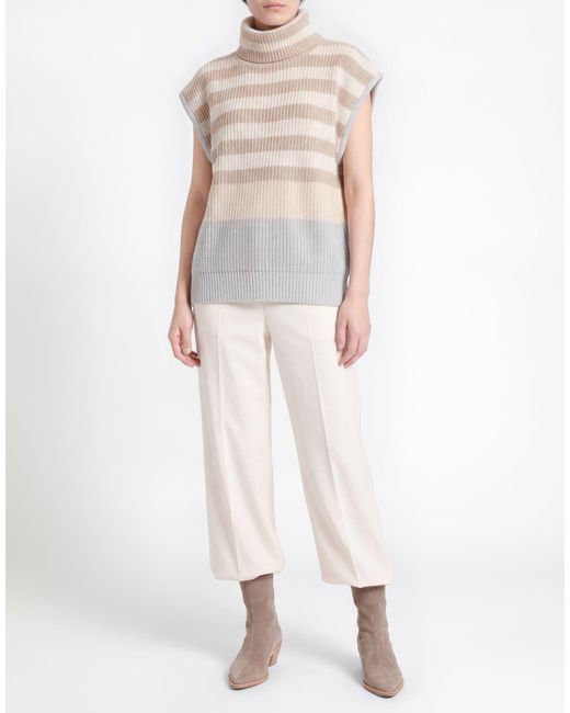 Gran Sasso White Turtleneck Cashmere, Wool, Metal, Polyamide