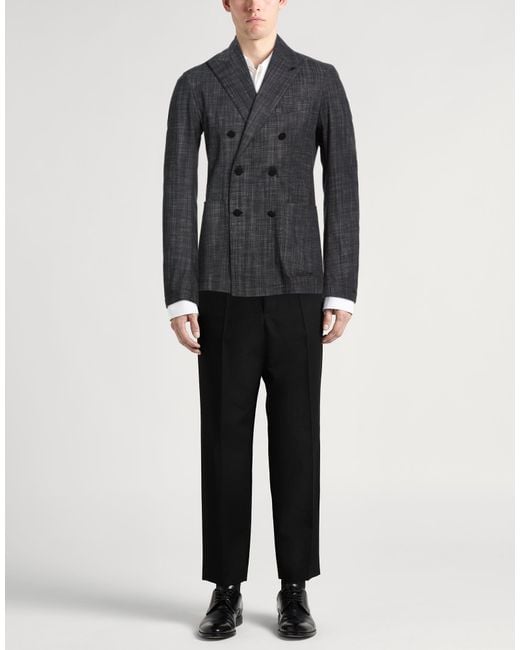 Tagliatore Black Blazer Cotton, Polyester, Elastane for men