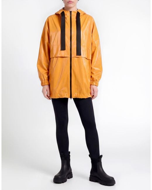 Herno Orange Laminar Overcoat & Trench Coat Polyester