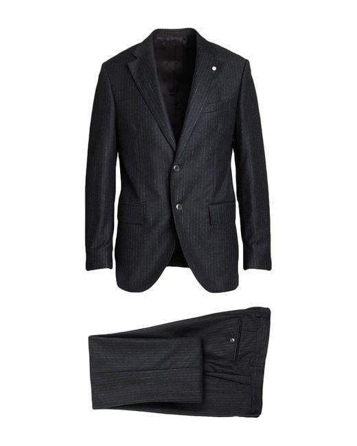 Luigi Bianchi Blue Midnight Suit Wool for men