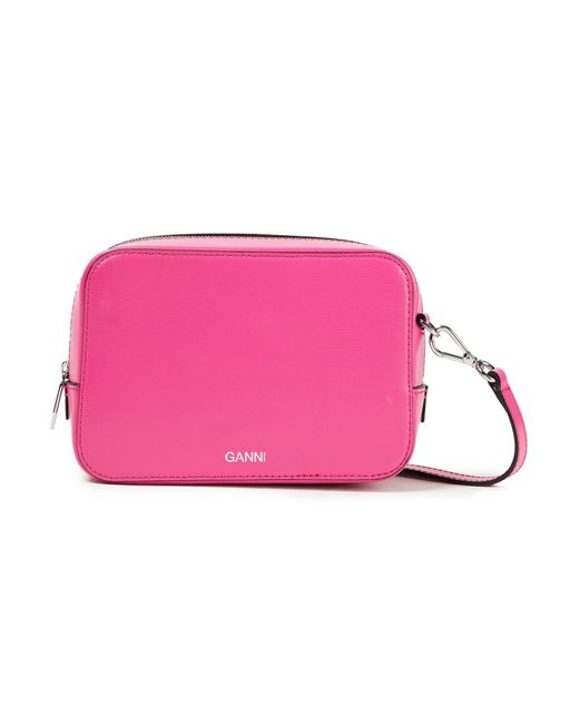 Ganni Leather Crossbody Bag in Fuchsia (Pink) Lyst