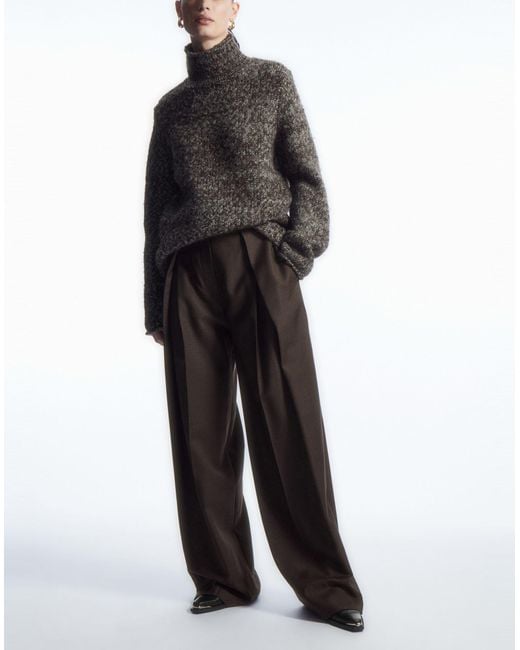COS Gray Mouliné Wool Turtleneck Sweater