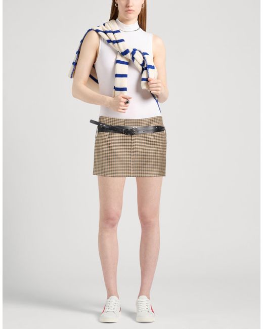 Aniye By Metallic Khaki Mini Skirt Polyester, Viscose, Elastane, Cow Leather, Regenerated Leather